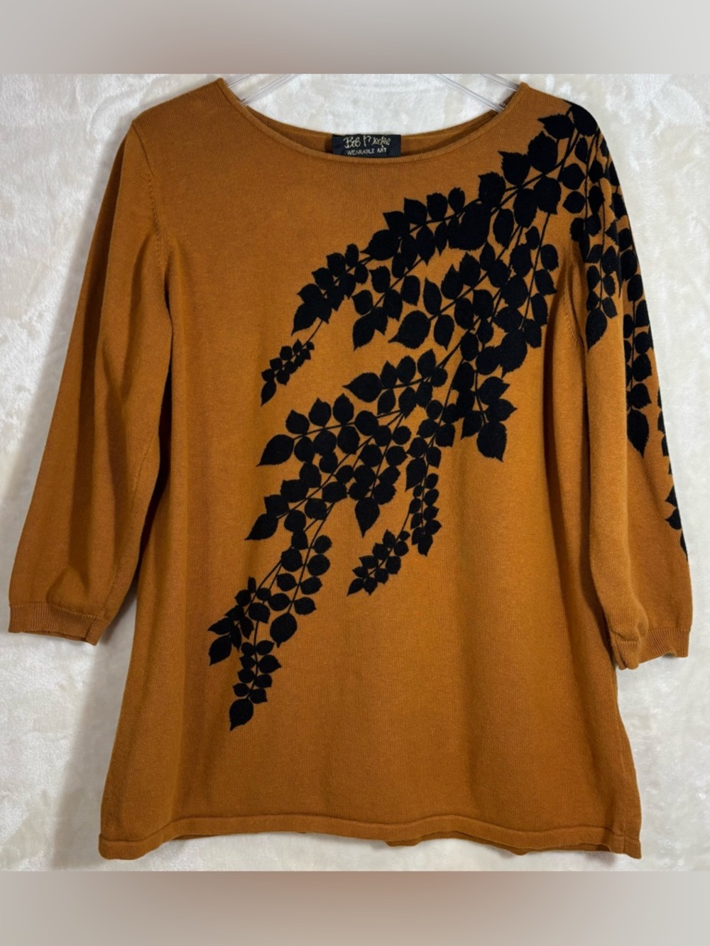 Bob Mackie Wearable Art Mustard and Black Knit Tunic